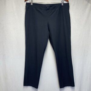 Eileen Fisher Elastic Waistband Pull On Slim Ankle Pants Women Large Dark Gray